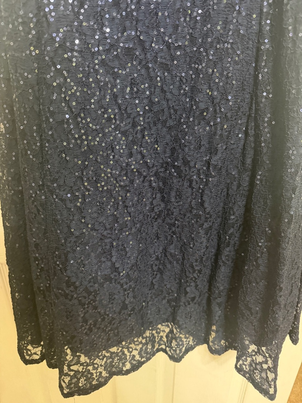 SLNY Navy Sequin Lace Midi Dress - Picture 3 of 5